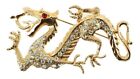 Vintage  Sterling Gold Chinese Fire breathing Dragon Crystals Designer Pin 2 5/8