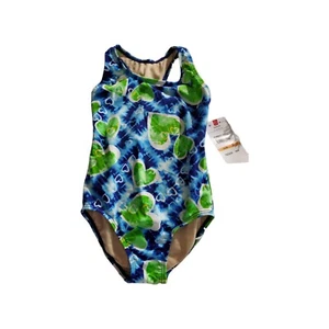 Speedo Girl Swim Suit 7 Blue and Green One Piece Racerback - Picture 1 of 4