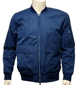 TOPMAN Hombres Cremallera Chaqueta Bomber Poliéster Algodón Bolsillos Azul Marino Reino Unido Mediana - Imagen 1 de 8
