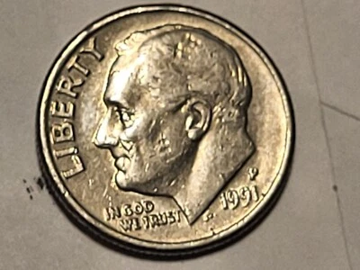 1991-P Roosevelt Dime -  Major DIE Chip Errors - RARE One of a kind!! - Image 1 of 3