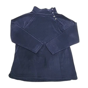 Talbots Shirt Fleece blau Sweatshirt Knopf Rollkragen Plus 1X Langarm Oberteil - Bild 1 von 15