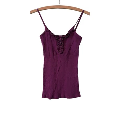 Sombra de ojos Y2K grande púrpura volantes ribete largo algodón acanalado bronceado Top Foto 1 de 3