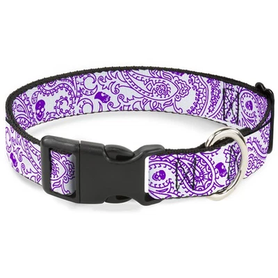 Plastic Clip Collar Bandana/Skulls White/Purple WIDE-Medium 16 (Importación USA) - Imagen 1 de 4