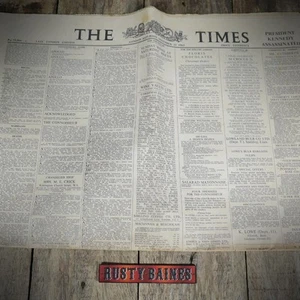Original The Times Newspaper November 23 1963 JFK Kennedy Assassination Edition - Bild 1 von 3