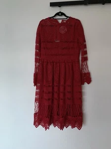 Boohoo Lace Skater Bridesmaid Dress Red Size 18 - Picture 1 of 10