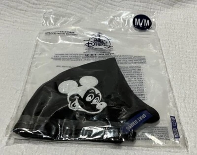 Disney Store Spirit Jersey Mickey Mouse Blck/Whte Cloth Face Mask Adult Size M/M - Image 1 of 4