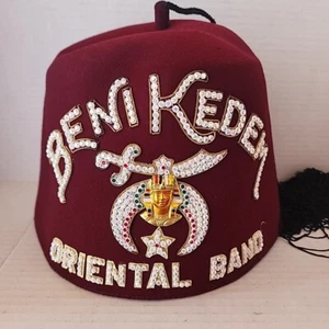 Vintage SHRINERS Beni Kedem orientalisches Band - Hut, Quaste, Strass - Größe 7-3/4 - Bild 1 von 8
