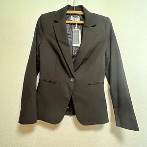 NWT MNG Classic Minimalist Office Jacket Blazer Black Women Size 2 - Picture 1 of 7
