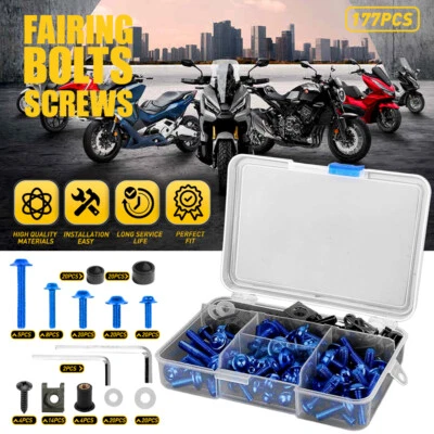 177 Kit Completo de Carenagem Parafuso Corpo Parafuso Azul Para Honda Yamaha Suzuki Kawasaki V - Imagem 1 de 4