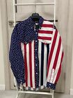 Ruddock Bros American Flag Print Made in USA Cotton Shirt Size L