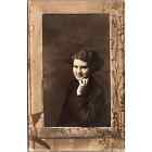 RPPC Vintage Postcard Woman with Ring In Fancy Frame Real Photo Portrait Azo