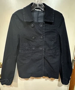 Denim alogeno donna lavaggio scuro doppiopetto bottoni cropped LS cotone taglia M - Foto 1 di 8