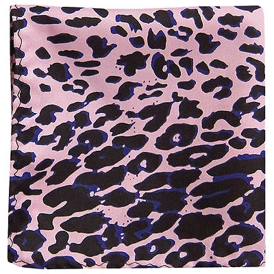 New Men's Polyester Woven leopard pocket square hankie only white formal party - Image 1 of 2