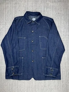 POST OVERALLS Engineers Jacket, MEN'S LARGE, Linen Cotton, Indigo Chore USA - Picture 1 of 7