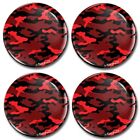 4 x 65mm 3D Stickers Alloy Wheel Centre Cap Car Decals Red Camo Auto Tuning