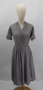 Vintage Debby Dress Womens Small Wrap Black White Check Short Sleeve 1950s - Picture 1 of 12