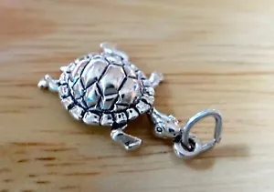 ¡Dije de tortuga caja de plata esterlina 3D 23x18 mm! fondo cóncavo - Imagen 1 de 5