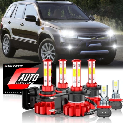 For Suzuki Grand Vitara 2006-2013 6pcs LED Headlight Hi/Lo Fog Light Combo Bulbs - Image 1 of 4