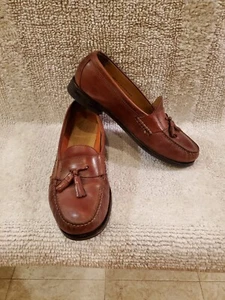 Cole Haan Brown Leather Mens11.5 Pinch Tassled Slip On Grand OS Loafers - Picture 1 of 9