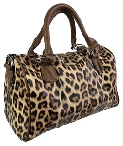 Bowling Handtasche Leopard - Animalprint Bowlingbag - aktuelle Mode - Picture 1 of 4