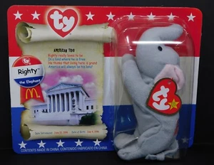 Ty McDonalds Righty The Elephant Beanie Baby 1996 w Errors 1999 Tag Unopened Pkg - Picture 1 of 3