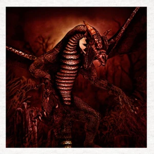 Fantasía gótica - Dragón rojo - Paneles artesanales de tela en 100 % algodón o poliéster - Imagen 1 de 3