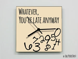 Whatever, you're late anyway / Square Beige - Wall Clock - Picture 1 of 4