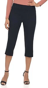 Rekucci Women's Ease into Comfort Capri with Button Detail, Navy flower, 8 - Picture 1 of 5