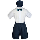 Ensemble de 4 shorts gilet formel garçon bébé tout-petit MARINE choisissez 23 couleurs cravate nœud satiné