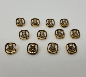 12 pcs William Shakespeare Gold Molded Plastic Craft Sewing Shank Buttons VTG - Picture 1 of 2