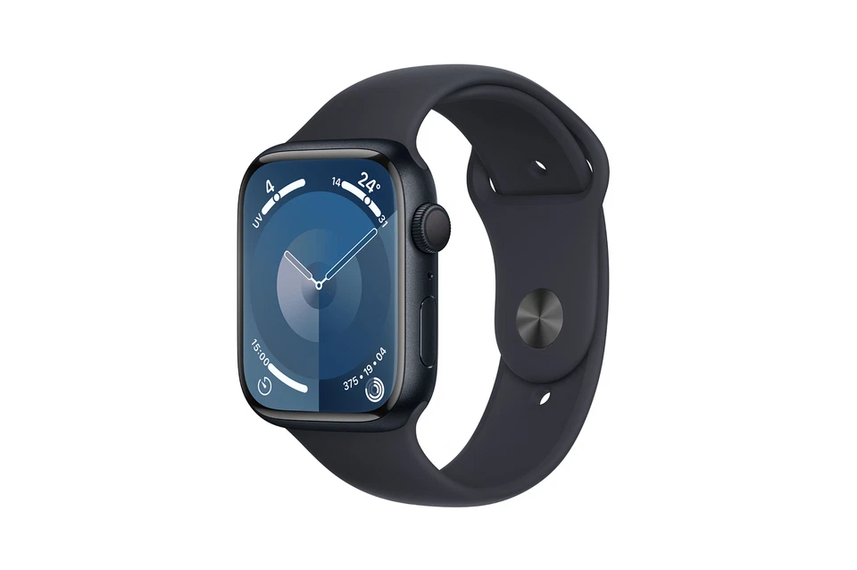 Apple Watch Series 9 45mm Boîtier en Aluminium avec Bracelet Sport - Minuit, M/L (GPS) (MR9A3QF/A)