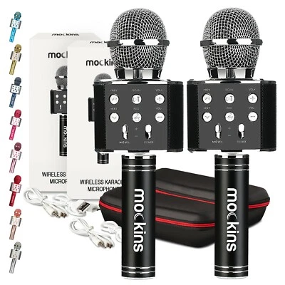 Mockins 2 Pack Black Wireless Bluetooth KARAOKE MICROPHONE Holiday Gift, kids - Image 1 of 4