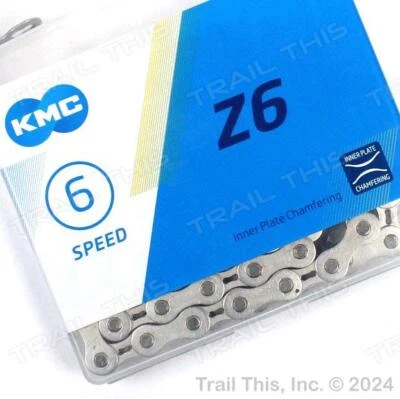 KMC Z6 6/7-Speed MTB Road Bike Chain 116L 3/32" fits 7-Speed Shimano SRAM Silver - Image 1 of 3