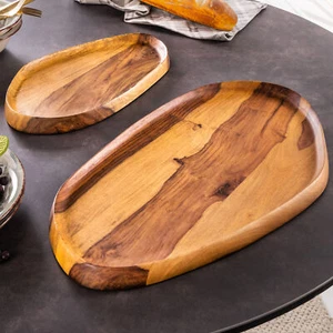 Massives 2er Set Tablett AMAZONAS 56cm Sheesham stone finish Servierbrett - Bild 1 von 10