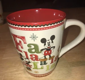 "Taza de café Disney Store vacaciones de Navidad Mickey & Minnie Mouse "FA LA LA LA" - Imagen 1 de 12