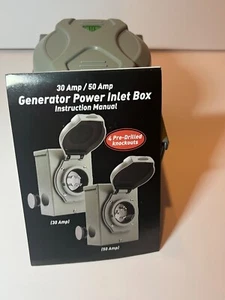 50 Amp Generator Inlet Box 3 Prong with Pre-Drilled Holes - Picture 1 of 7