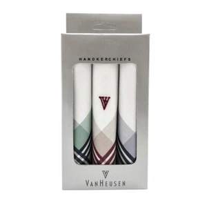 Van Heusen Men's Cotton Handkerchief White & Multicolor_Border 45 cm X 45 cm - Picture 1 of 3