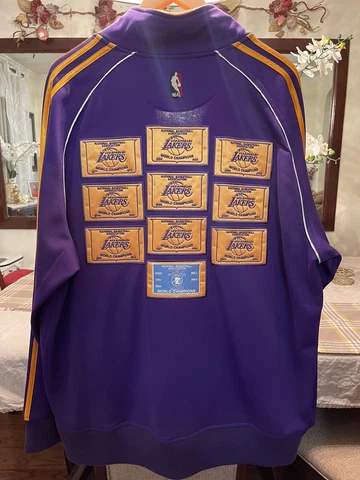 Rare Vintage Adidas Los Angeles Lakers Championship Banner Jacket Sz Large Cover