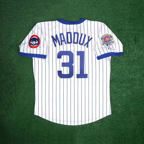 Greg Maddux 1990 Chicago Cubs Men's Home Cooperstown Jersey w/ All Star Patch Cover