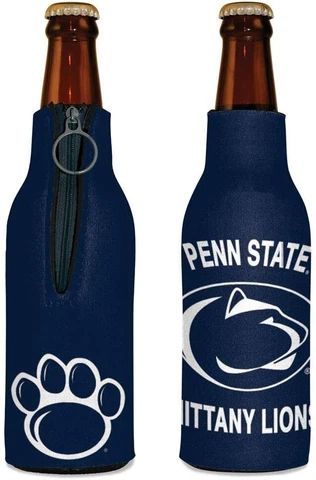 Penn State Nittany Lions Bottle Cooler 12oz Zip Up Koozie Jacket NCAA Two Sided Cover