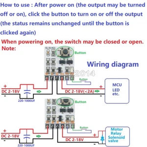 DC 5V 12V 2A Bistable self-locking switch Module LED Controller Relay touch - Picture 1 of 4