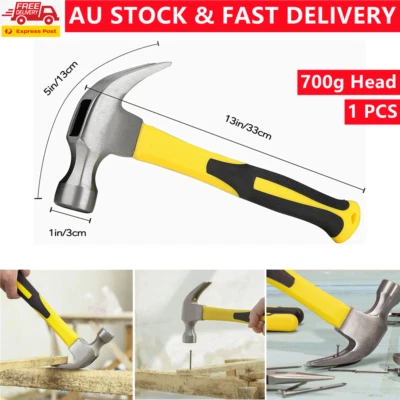 Claw Hammer 700g Anti Skid Rubber Grip Handle Hand Tools Shockproof Carpenter AU - image 1 of 4