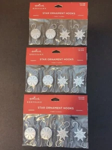 Hallmark Keepsake 2022 Silver Star Snowflake Metal Ornament Hooks 3 Packages NEW - Picture 1 of 4