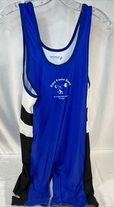 Matman Wrestling Singlet Mens Large Blue White Weightlifting East Coast Gold - Picture 1 of 7