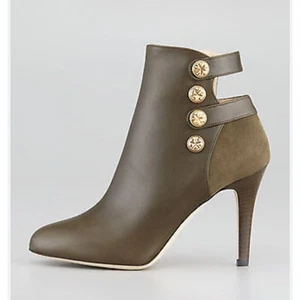 Jimmy Choo Trooper Button Strap Ankle Olive Green Bootie Sz 40 GS - Picture 1 of 9