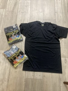 2 Vintage J.E. Morgan Tough Tees T-Shirts Pocket-T Pocket Black Large NOS 1980’s - Picture 1 of 3