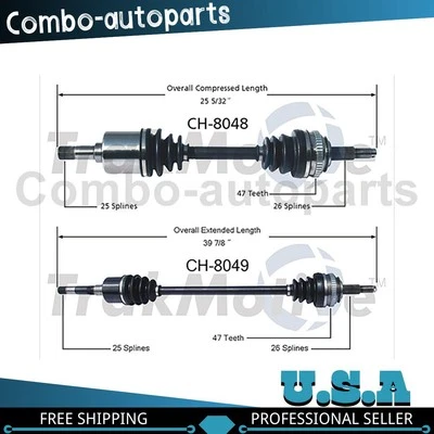 Eje CV delantero izquierdo derecho 2 piezas para Dodge 600 1987-1988 Foto 1 de 3