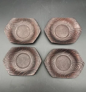 Set of 4 Teavana Cast Iron Tea Cup Saucers Copper Tone Made in Japan - Picture 1 of 6