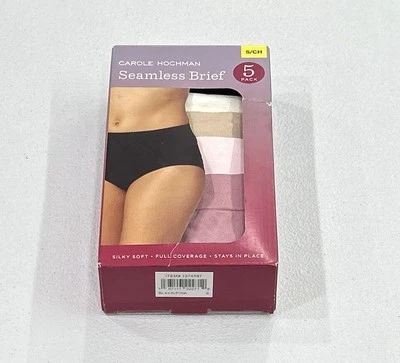 Paquete de 5 calzoncillos sin costuras para mujer Carole Hochman cobertura completa, multicolor, talla S Foto 1 de 4