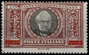 1924 SOMALIA 50 ANNIV. MORTE ALESSANDRO MANZONI 3 R. SU LIRE 5 NUOVO MLH MF77325 - Imagen 1 de 2
